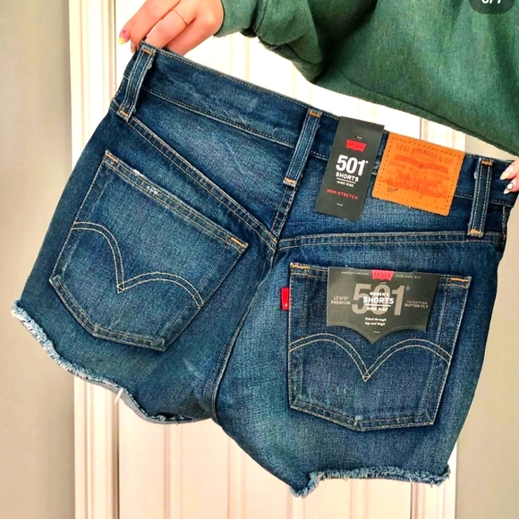 Levi’s 501 High Rise Denim Shorts Sz 25 - Picture 4 of 5
